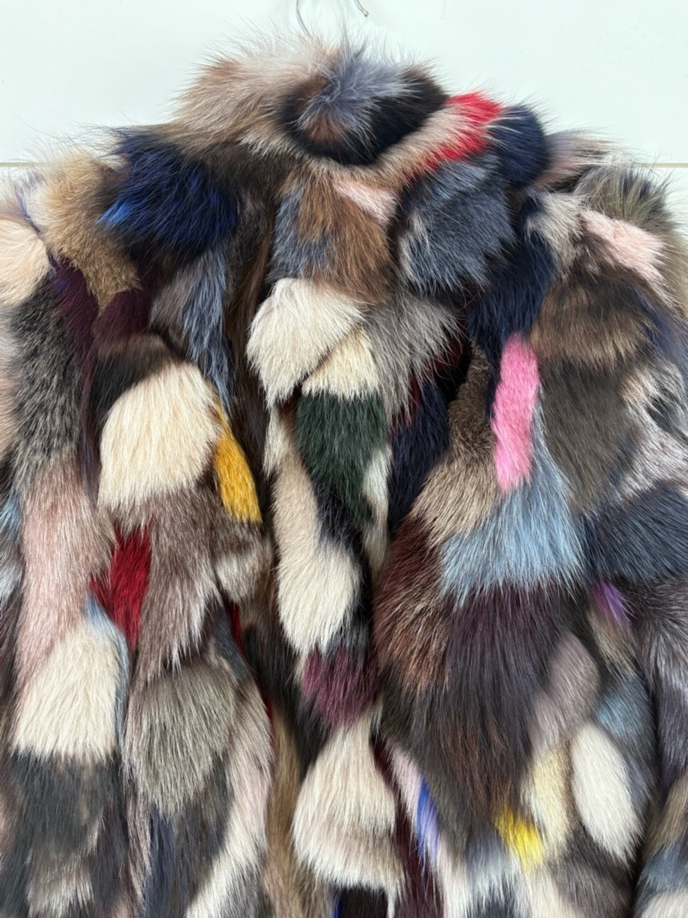 Dyed Multicolored Real Fox Fur- Women's Luxury Statement Coat - Picture 11 of 16